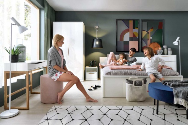 Спальня Pori BRW, белый глянец