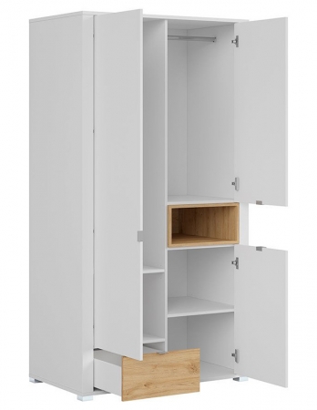 Шкаф Modesto SZF3D1S, белый глянец/дуб минерва