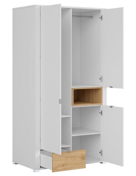 Шкаф Modesto SZF3D1S, белый глянец/дуб минерва