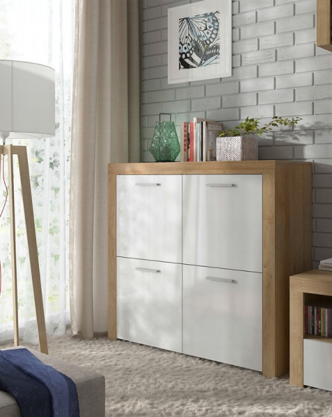 Гостиная Balder, дуб ривьера/белый глянец