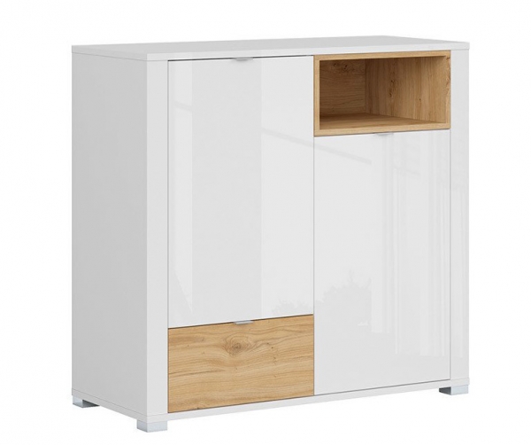 Тумба Modesto KOM2D1S, белый глянец/дуб минерва