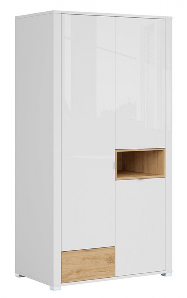 Шкаф Modesto SZF3D1S, белый глянец/дуб минерва