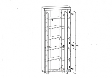 Шкаф Homeline REG2M1D/20/8, дуб сонома темный/темно-коричневый глянец