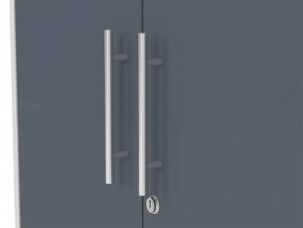 Тумба Office Lux REG2D/114, светло-серый/графитовое стекло