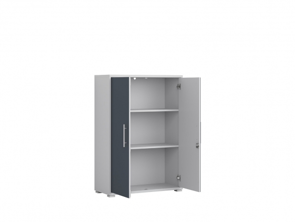 Тумба Office Lux REG2D/114, светло-серый/графитовое стекло