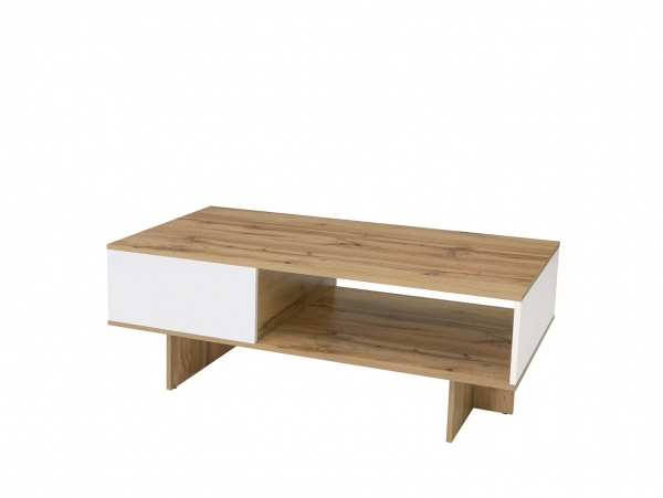 Стол журнальный Zele LAW/120, дуб вотан/белый глянец