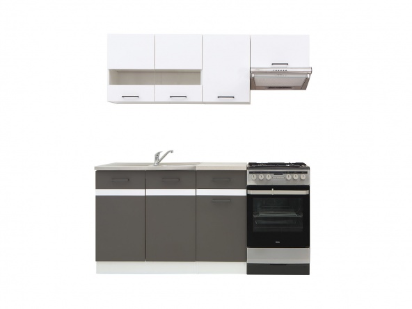 Кухня Junona Line 170 BRW, вольфрам серый/белый глянец