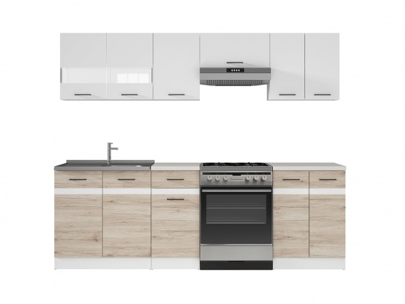 Кухня Junona Line 240 BRW, дуб санремо/белый глянец