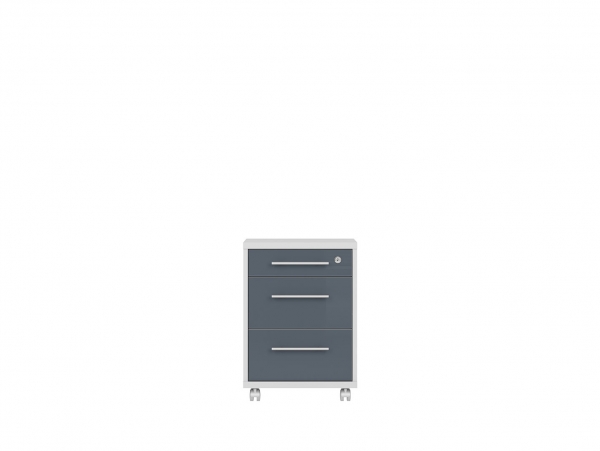 Тумба мобильная Office Lux KON3S, светло-серый/графитовое стекло