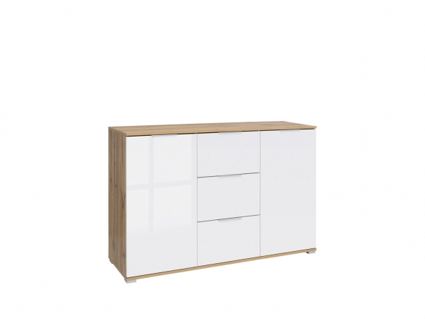 Комод Zele KOM2D3S, дуб вотан/белый глянец