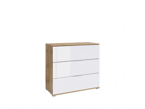 Комод Zele KOM3S, дуб вотан/белый глянец