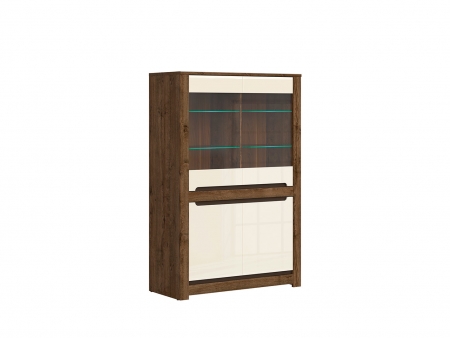 Витрина Ruso REG2W2D, дуб april/перламутровый глянец