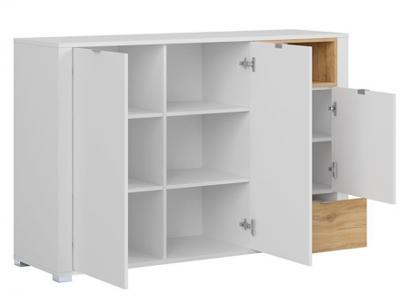 Комод Modesto KOM3D1S, белый глянец/дуб минерва