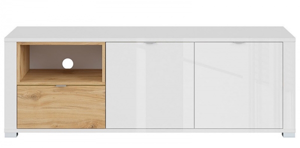 Тумба ТВ Modesto RTV2D1S, белый глянец/дуб минерва