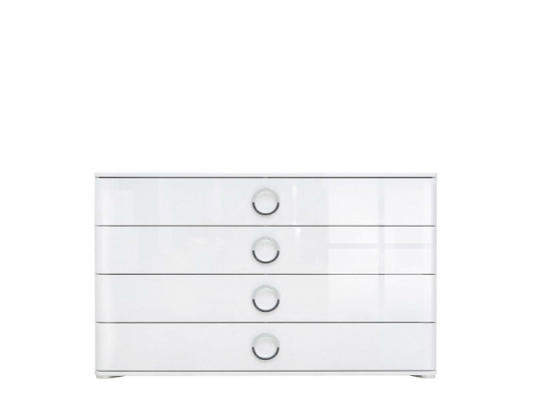 Комод Roksana II KOM4S/8/14, белый/белый глянец