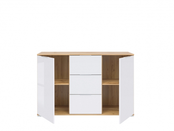 Комод Zele KOM2D3S, дуб вотан/белый глянец