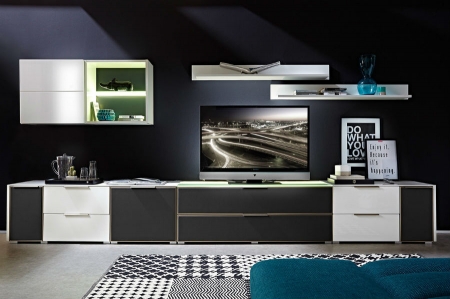 Гостиная Median, белый/белый глянец/антрацит