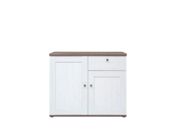 Комод Stockholm KOM2D1S/9/10, сосна andersen белая/дуб сонома темный