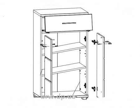 Тумба для обуви Homeline KOM2D1S/10/6, дуб сонома темный/темно-коричневый глянец