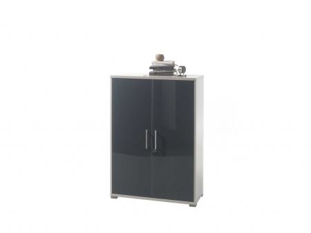 Тумба Office Lux REG2D/114, светло-серый/графитовое стекло