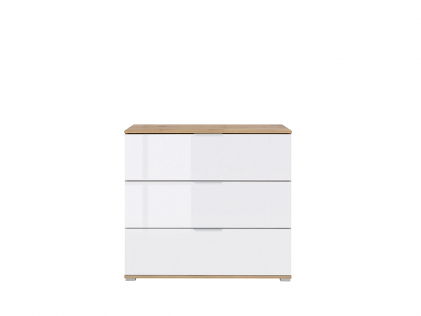 Комод Zele KOM3S, дуб вотан/белый глянец
