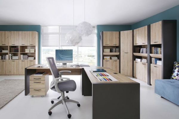 Кабинет Executive, вольфрам серый/дуб сан ремо светлый