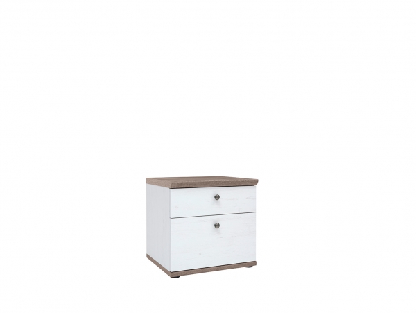 Тумба прикроватная Stockholm KOM2S/5/5, сосна andersen белая/дуб сонома темный