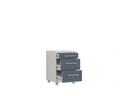 Тумба мобильная Office Lux KON3S, светло-серый/графитовое стекло