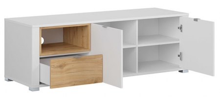 Тумба ТВ Modesto RTV2D1S, белый глянец/дуб минерва