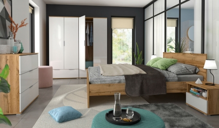 Спальня Zele BRW, дуб вотан/белый глянец