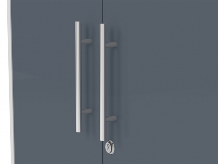 Тумба Office Lux REG2D/114, светло-серый/графитовое стекло