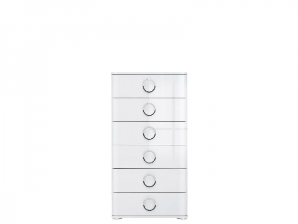 Комод Roksana II KOM6S/12/6, белый/белый глянец