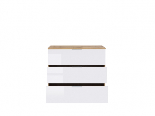 Комод Zele KOM3S, дуб вотан/белый глянец