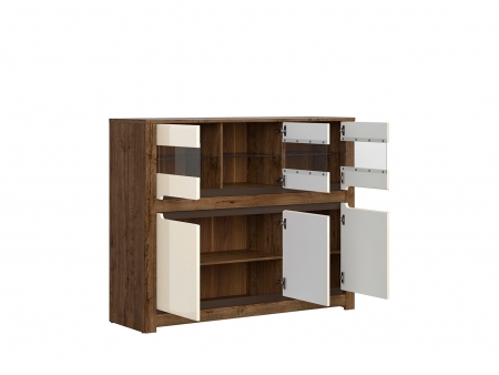 Комод Ruso KOM3W3D, дуб april/перламутровый глянец