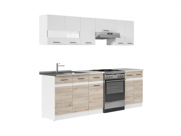 Кухня Junona Line 240 BRW, дуб санремо/белый глянец