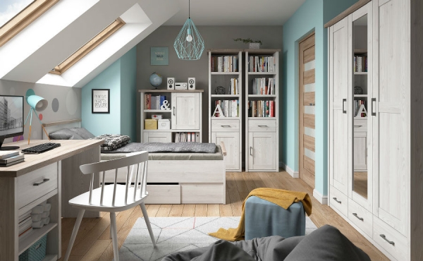 Детская Luca Juzi BRW, лиственница sibiu светлая/дуб сонома темный