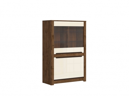 Витрина Ruso REG2W2D, дуб april/перламутровый глянец