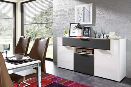 Комод Median KOM3D1K/9/18, белый/белый глянец/антрацит