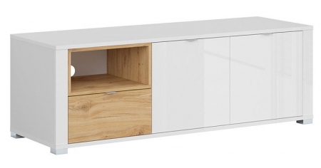 Тумба ТВ Modesto RTV2D1S, белый глянец/дуб минерва