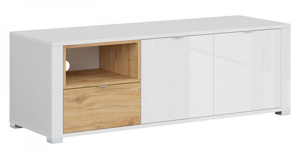 Тумба ТВ Modesto RTV2D1S, белый глянец/дуб минерва