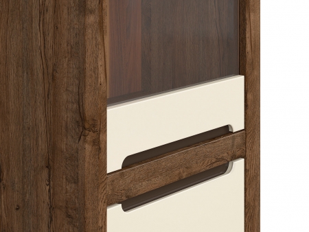 Витрина Ruso REG1W1D, дуб april/перламутровый глянец