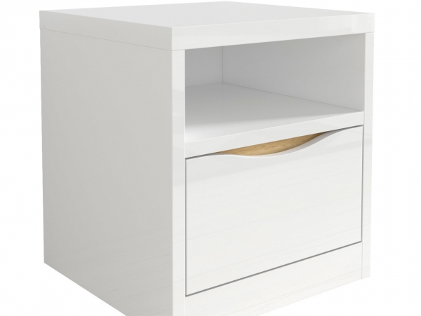 Тумба прикроватная Pori KNT1S, белый глянец