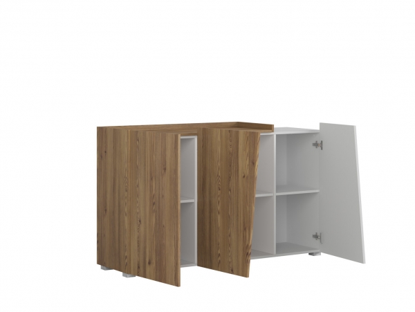 Комод Rauma KOM3D, белый/лиственница sibu золотая