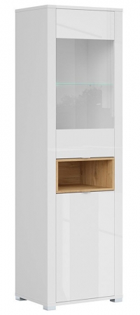 Витрина Modesto REG1W1D, белый глянец/дуб минерва