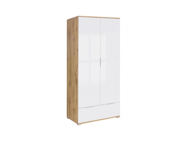 Шкаф Zele SZF2D1S, дуб вотан/белый глянец
