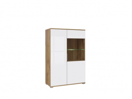 Витрина Zele REG1W1D/90, дуб вотан/белый глянец