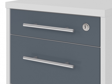 Тумба мобильная Office Lux KON3S, светло-серый/графитовое стекло