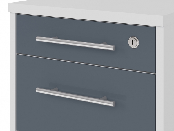 Тумба мобильная Office Lux KON3S, светло-серый/графитовое стекло