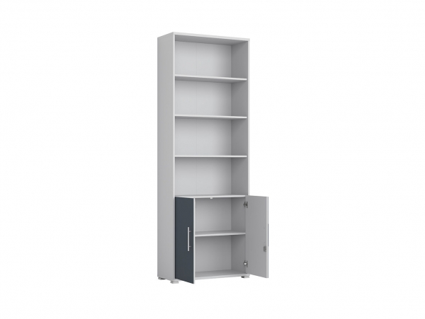 Стеллаж Office Lux REG2D/220, светло-серый/графитовое стекло